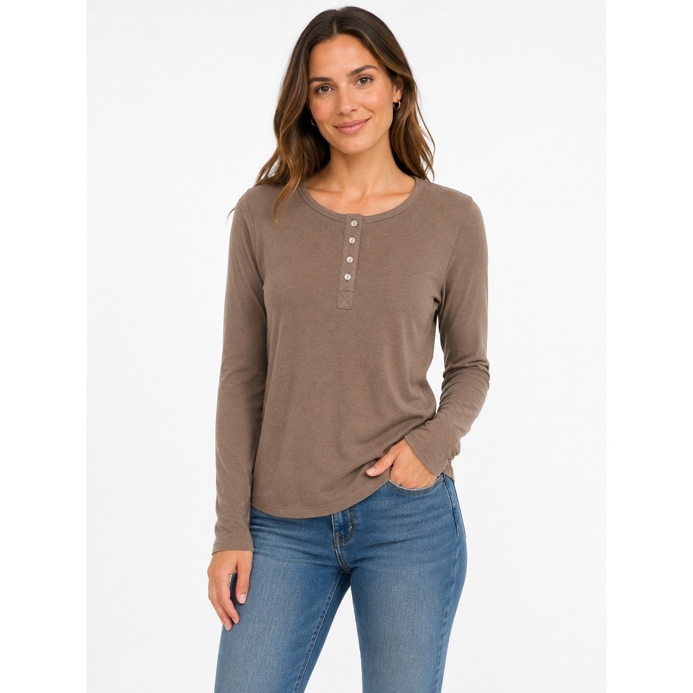 Abercrombie‎ & Fitch Henley Top Medium Brown Lounge Collection Minimal Earthy